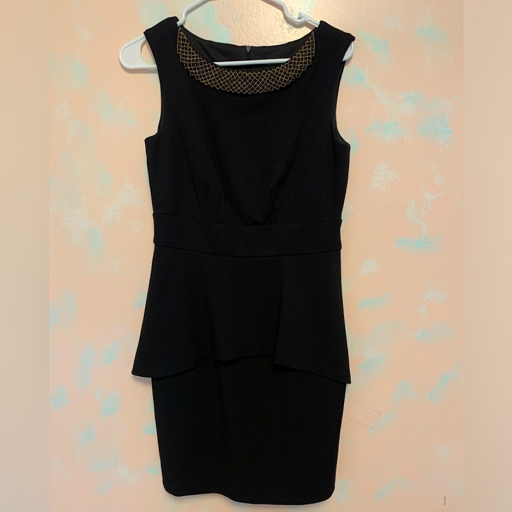 Black Peplum Dress Connected Apparel